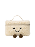 Jellykin 28 Teddy Faux Fur Calf Leather-Trim Slim Vanity Bag in Cream — Front