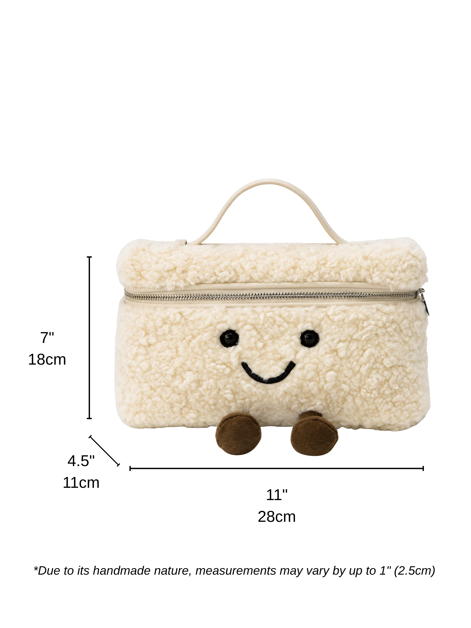 Jellykin 28 Teddy Faux Fur Calf Leather-Trim Slim Vanity Bag in Cookie — Size