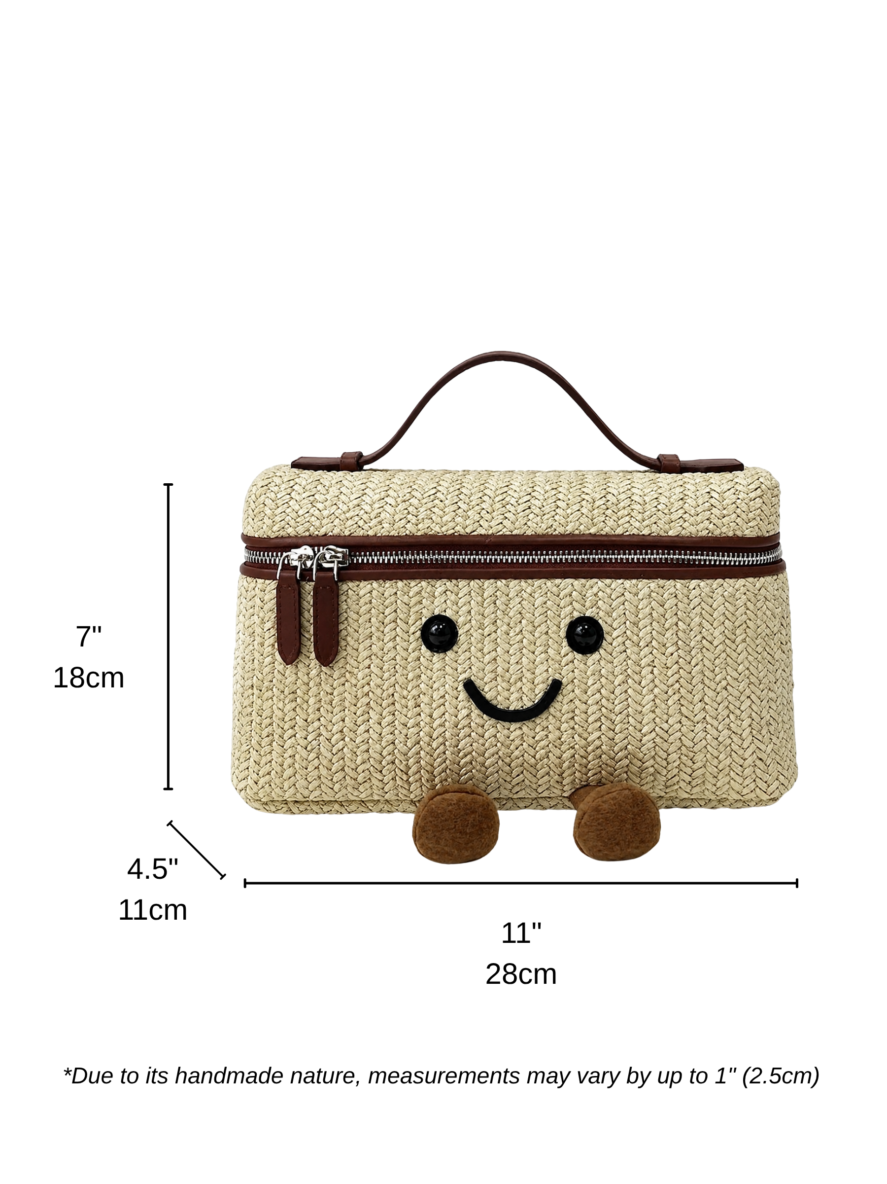 Jellykin 28 Woven Raffia Calf Leather-Trim Slim Vanity Bag in Tahini — Size