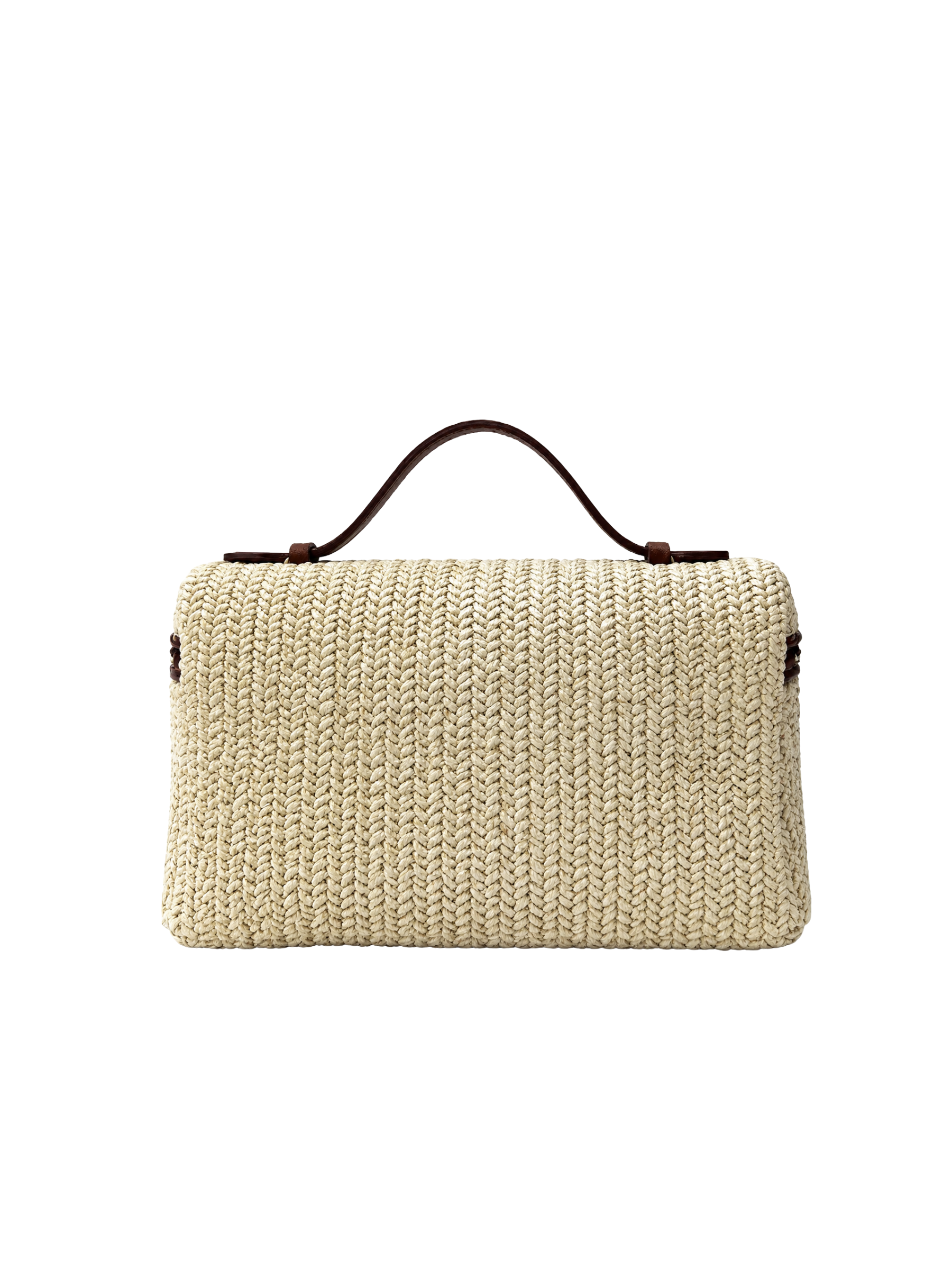 Jellykin 28 Woven Raffia Calf Leather-Trim Slim Vanity Bag in Tahini — Back