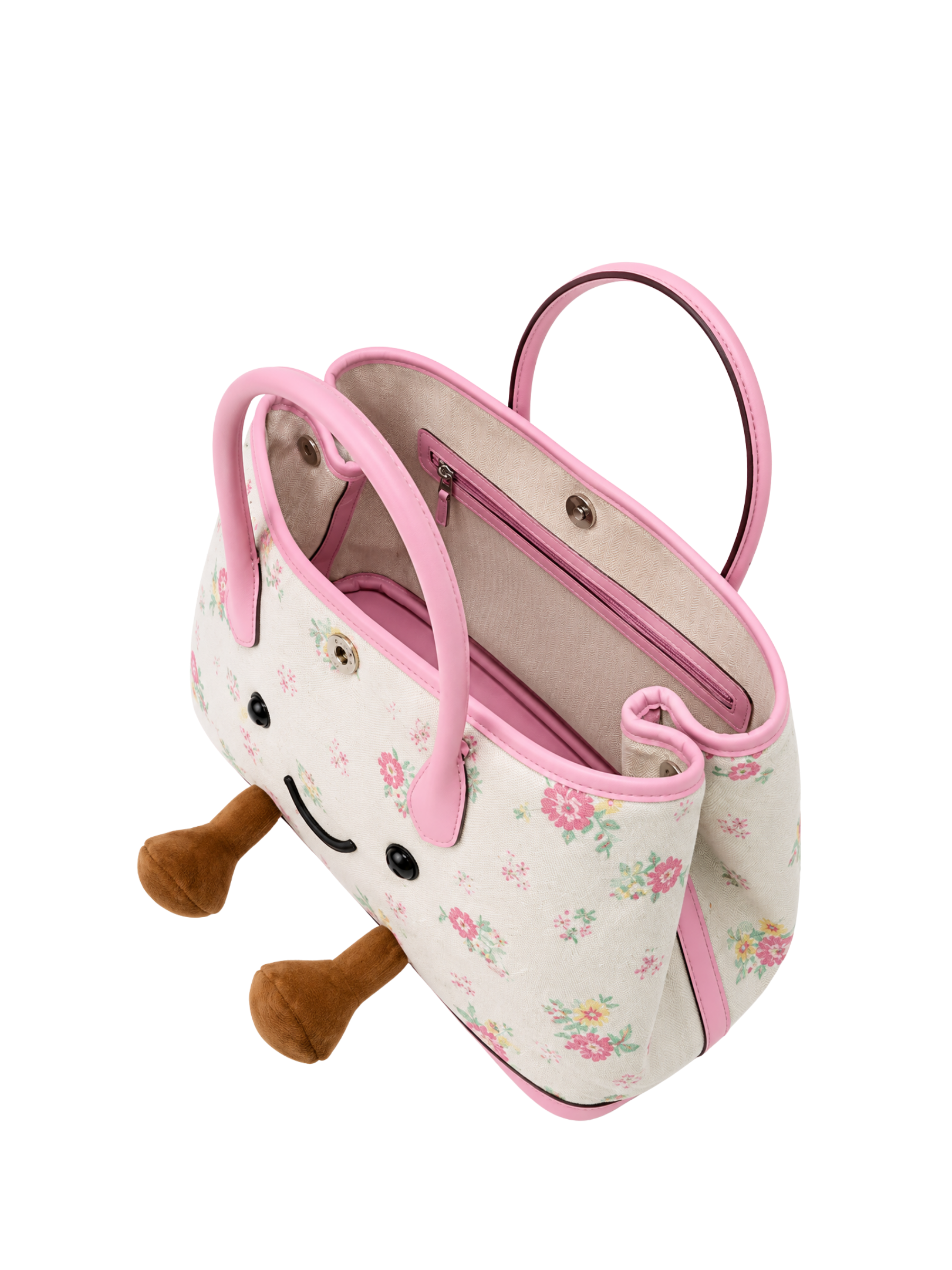 Jellykin 30 Canvas Leather-Trim Carryall Tote Bag in Floral, interior view