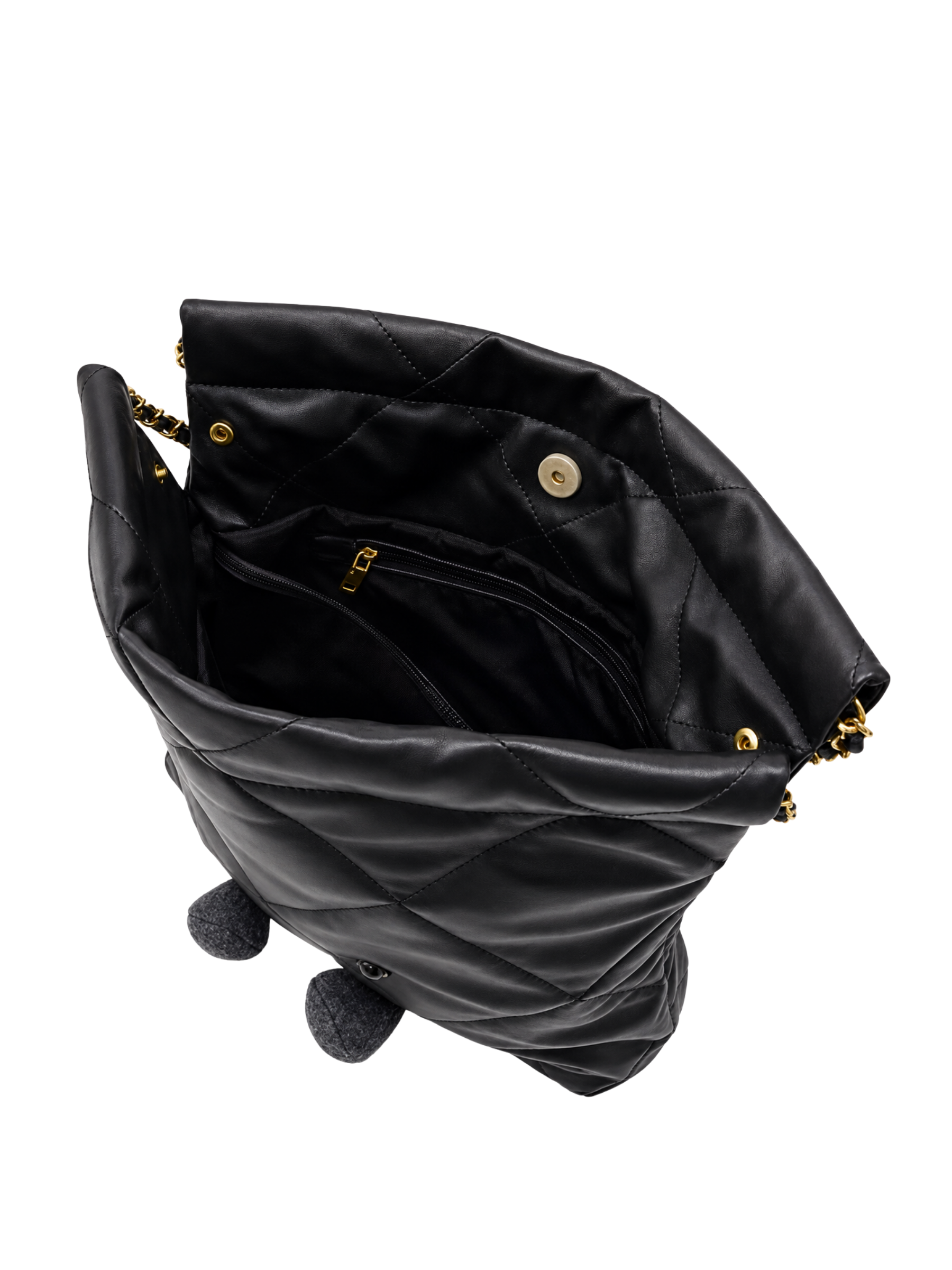 Jellykin 30 Leather Shopping Bag in Caviar — Interior View