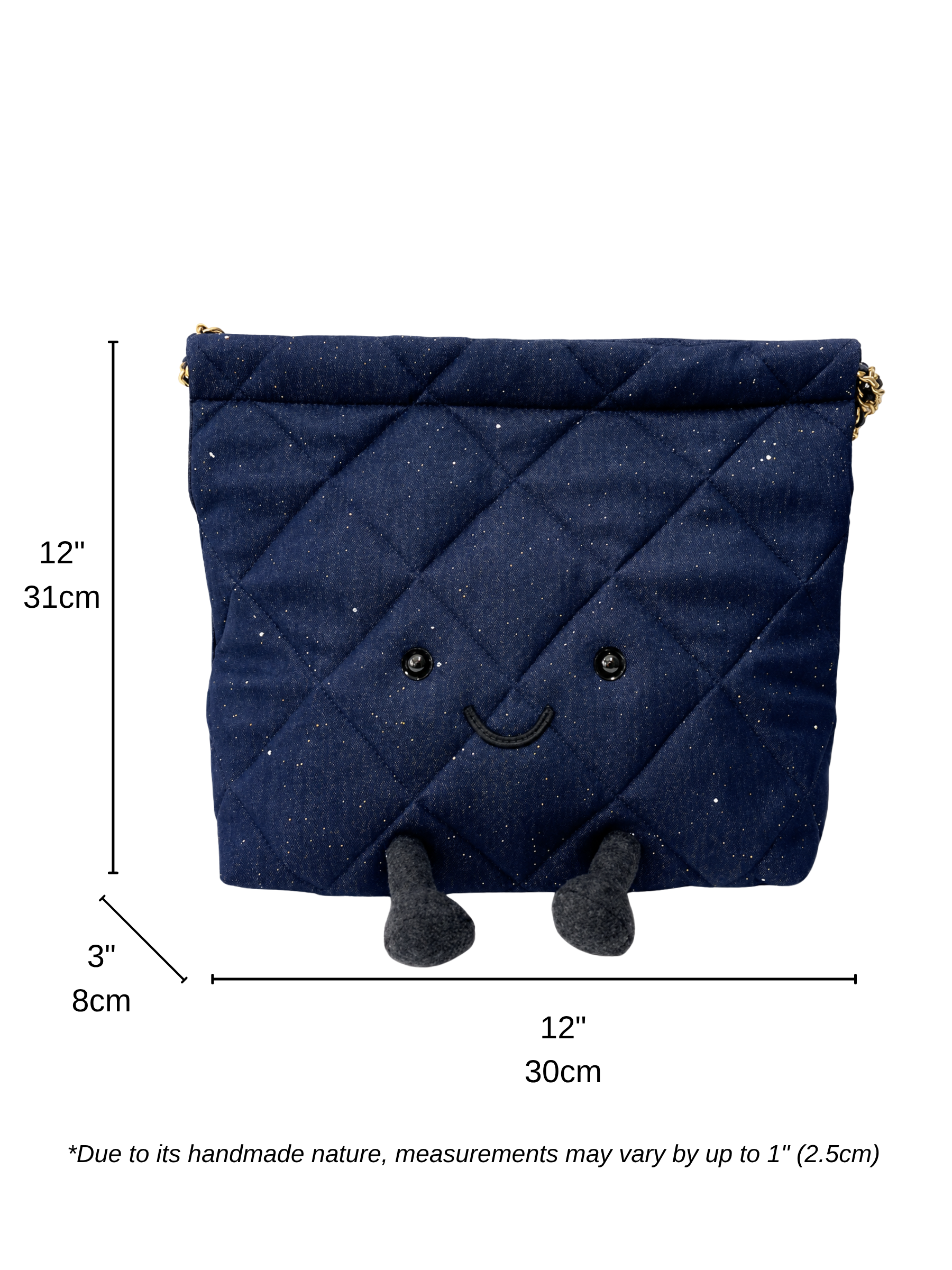 Jellykin 30 Denim Shopping Bag in Diamond Denim — Size Reference