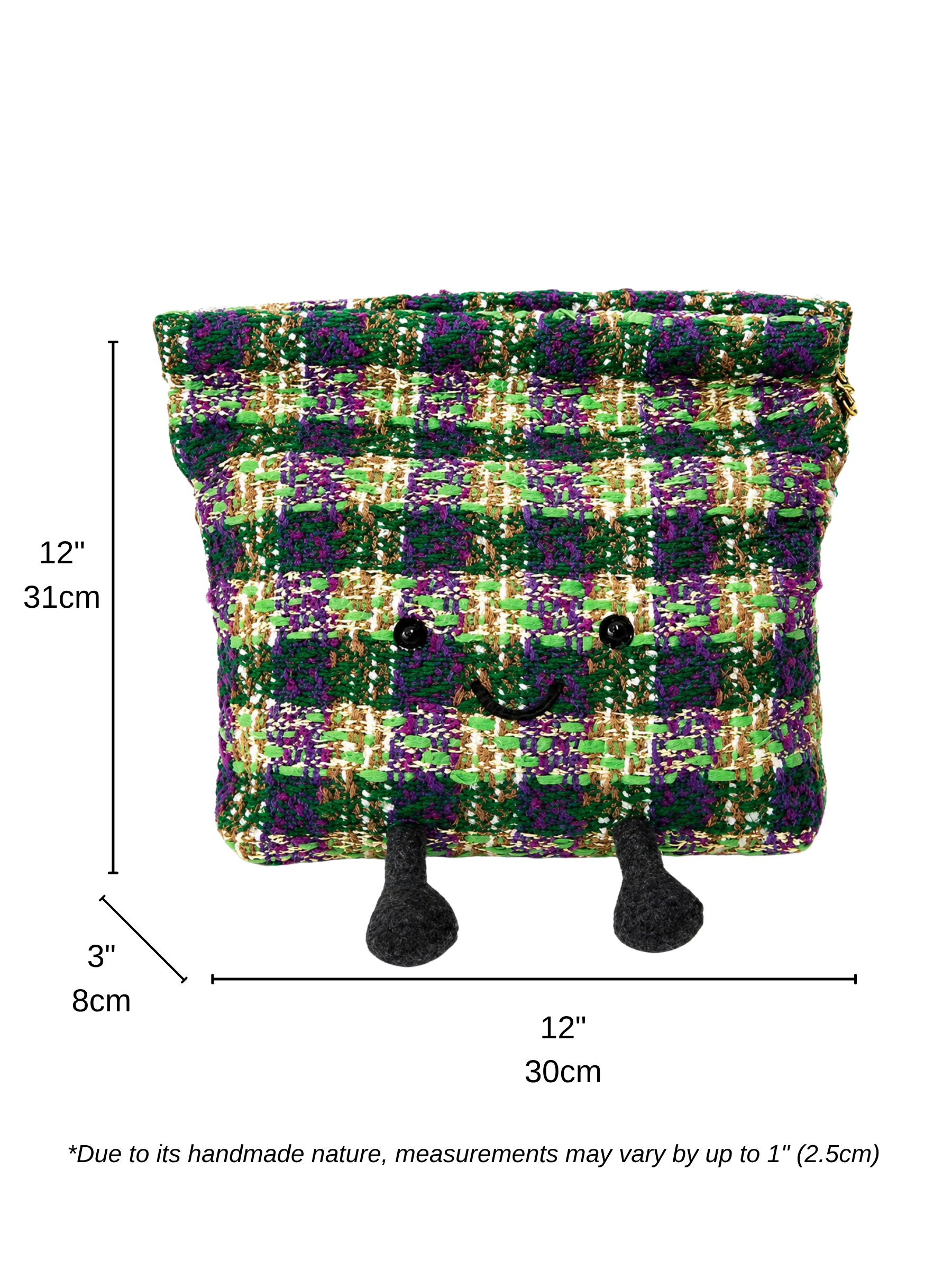 Jellykin 30 Plaid Shopping Bag in Avocado — Size Reference