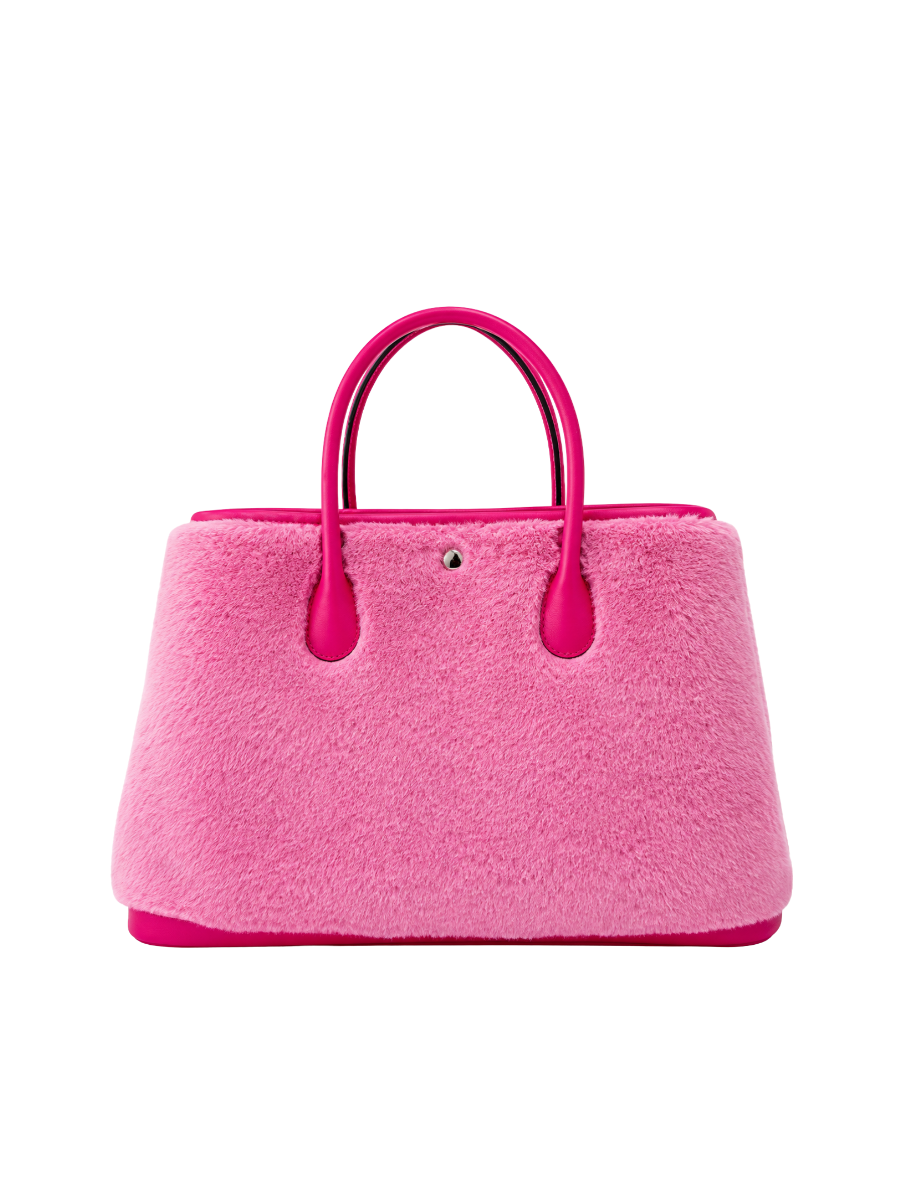Jellykin 30 Pink Faux Fur Leather Trim Tote Bag - Back