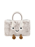 Jellykin 30 Pink Faux Fur Leather Trim Tote Bag - Front