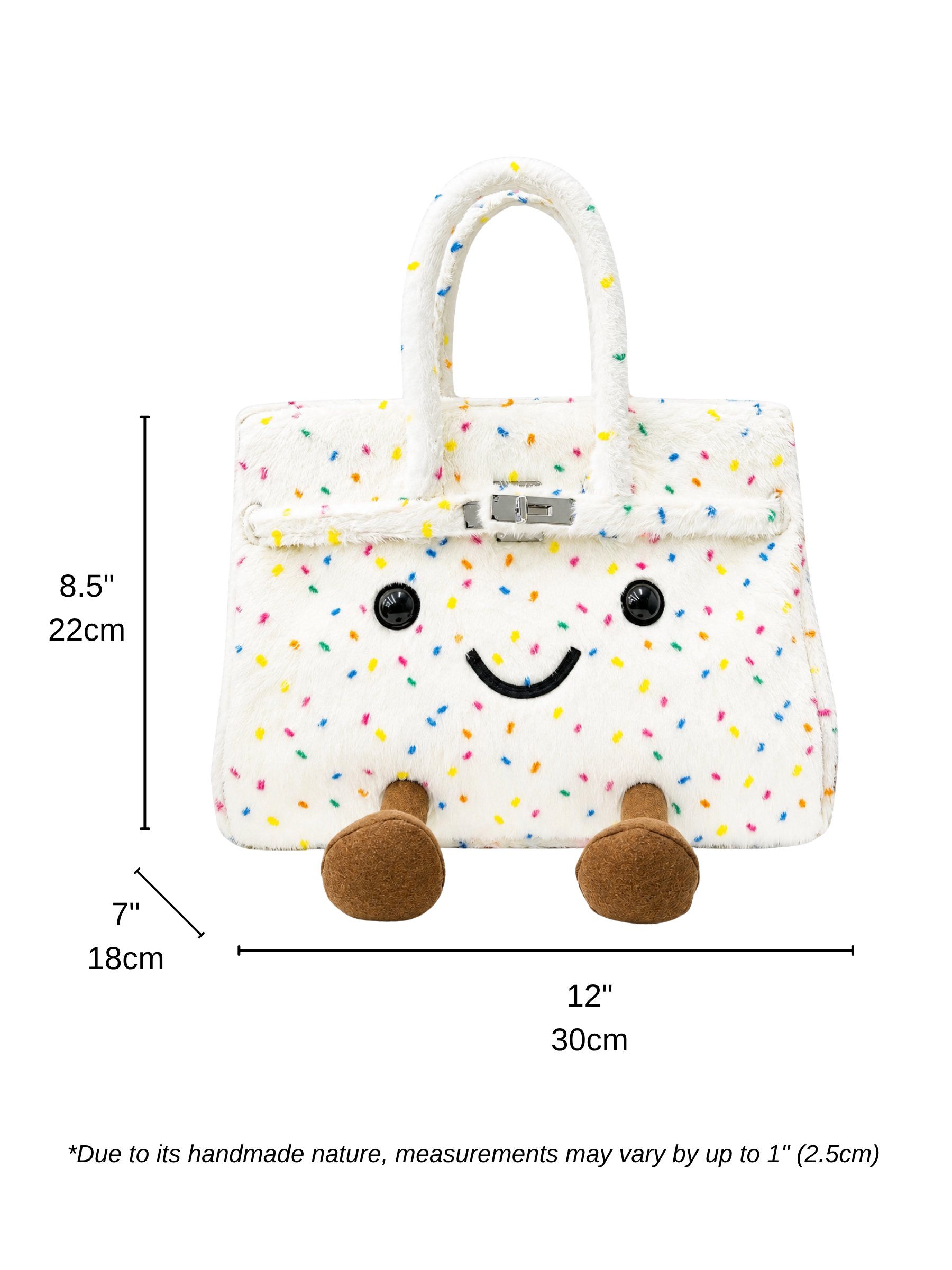 Jellykin 30 White Faux Fur Leather Bag - Size Chart