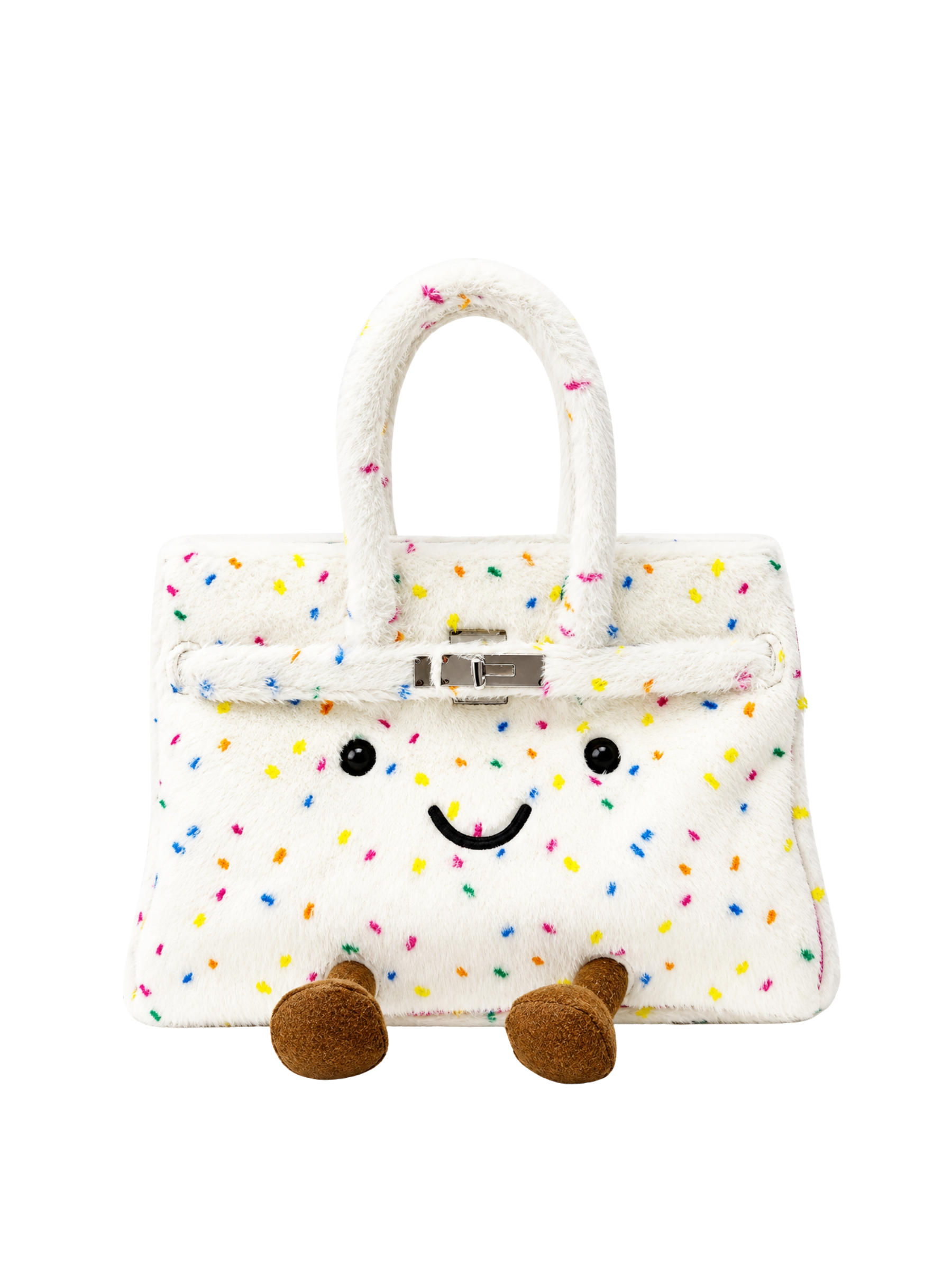 Jellykin 30 White Faux Fur Leather Bag - Front