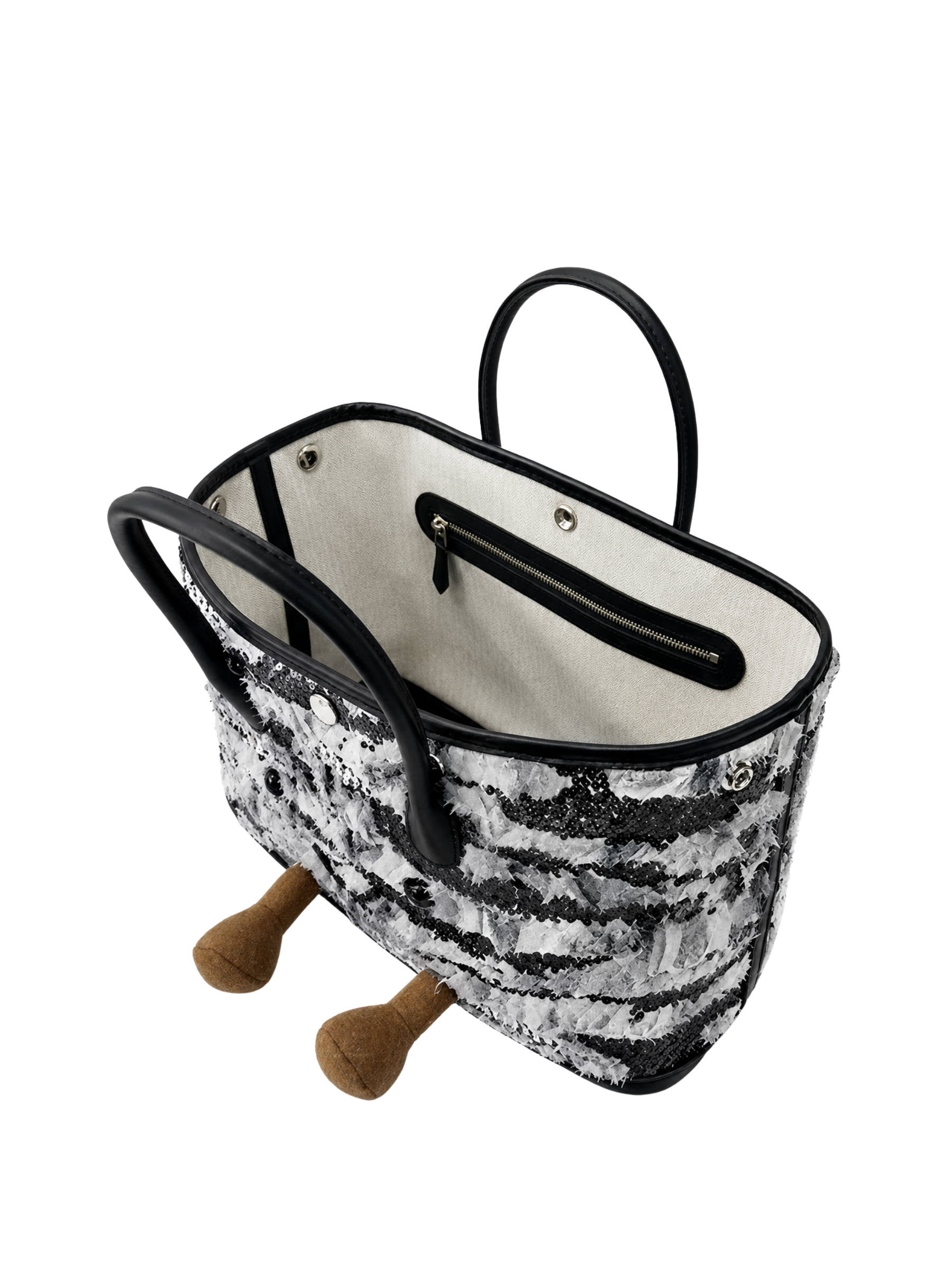 Jellykin 30 Lace Tweed Leather Trim Tote Bag - Side