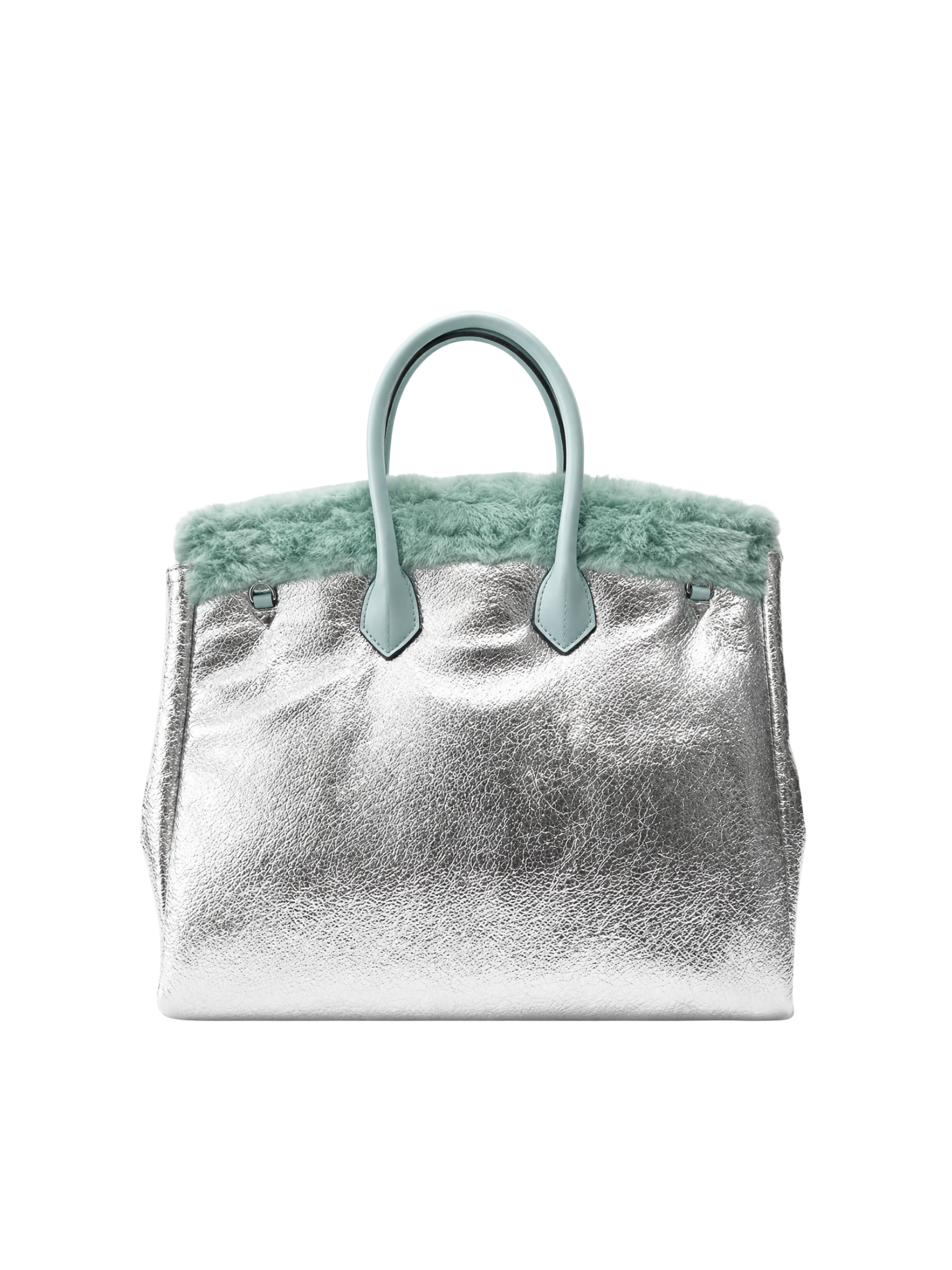 Jellykin 30 Green Metallic Faux Fur Leather Bag - Back