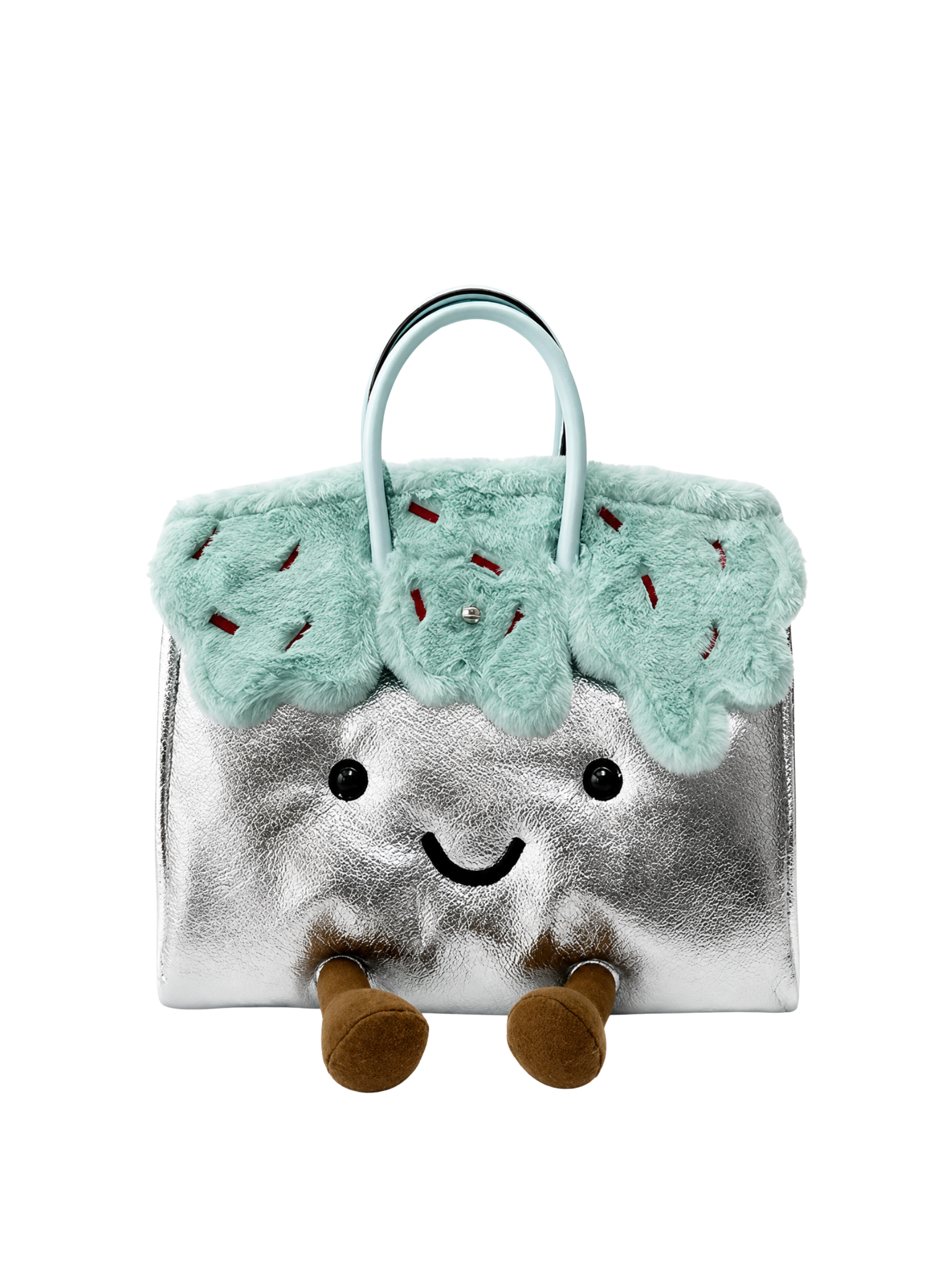 Jellykin 30 Green Metallic Faux Fur Leather Bag - Front