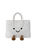 Jellykin 30 Gray Sequin Leather Trim Tote Bag - Front