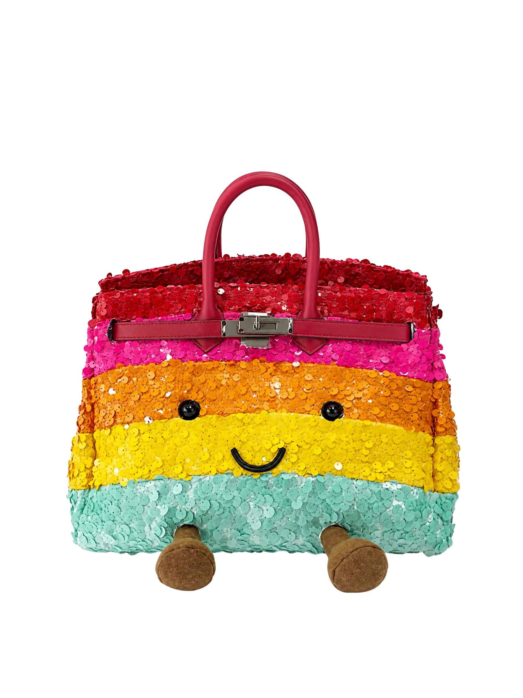 Jellykin 30 Sequin Calf Leather-Trim Bag in Rainbow, front view