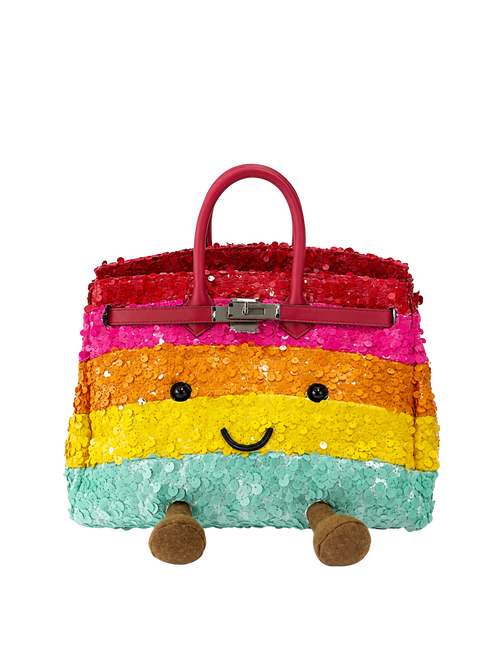 Jellykin 30 Sequin Calf Leather-Trim Bag in Rainbow, front view