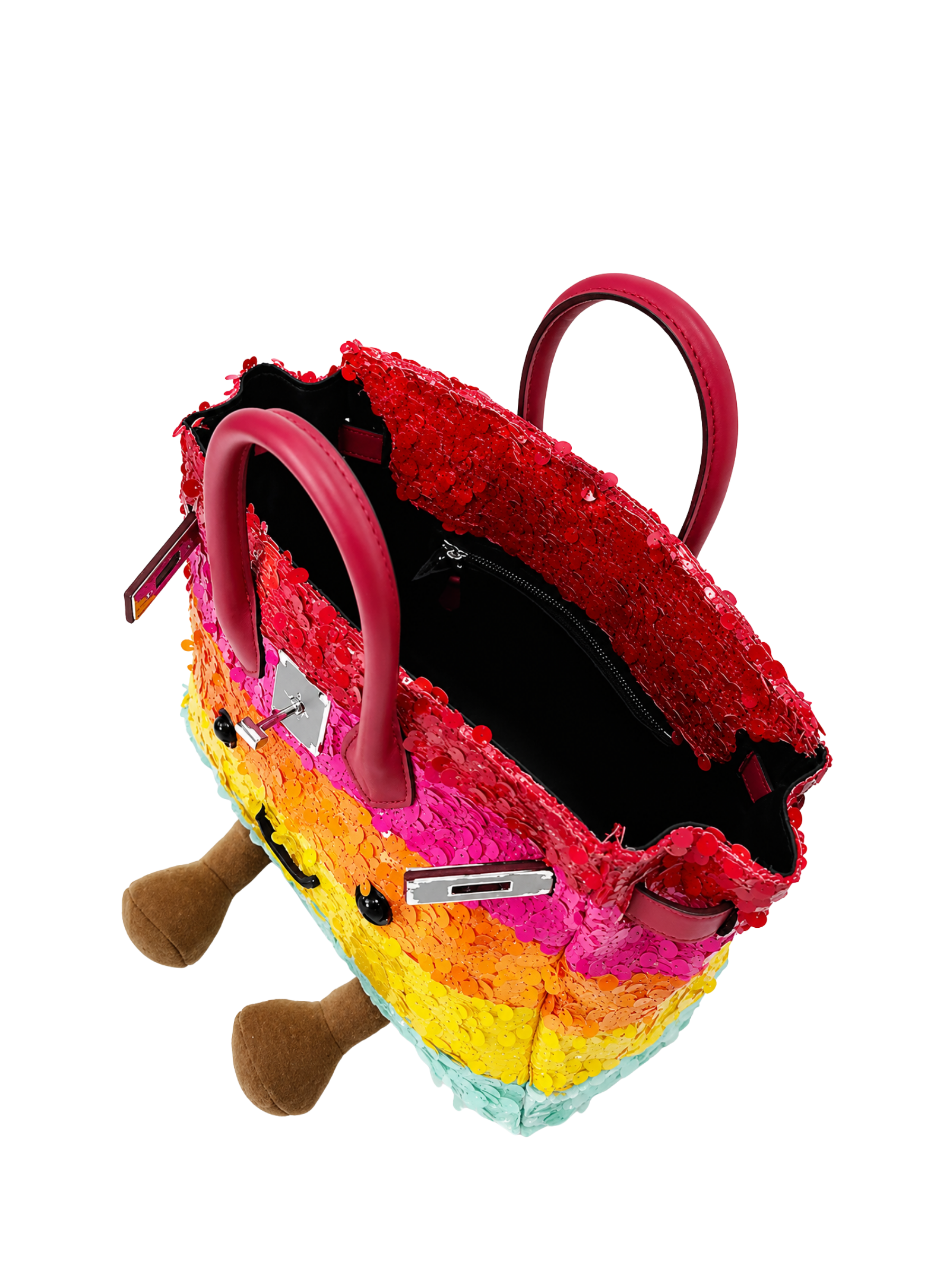 Jellykin 30 Sequin Calf Leather-Trim Bag in Rainbow, side view