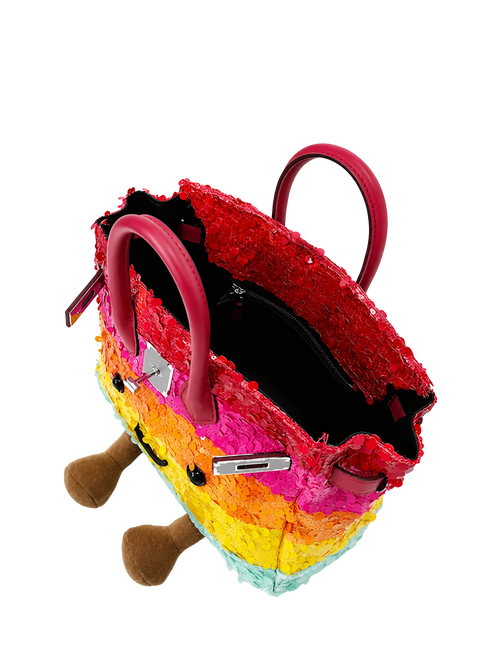 Jellykin 30 Sequin Calf Leather-Trim Bag in Rainbow, side view
