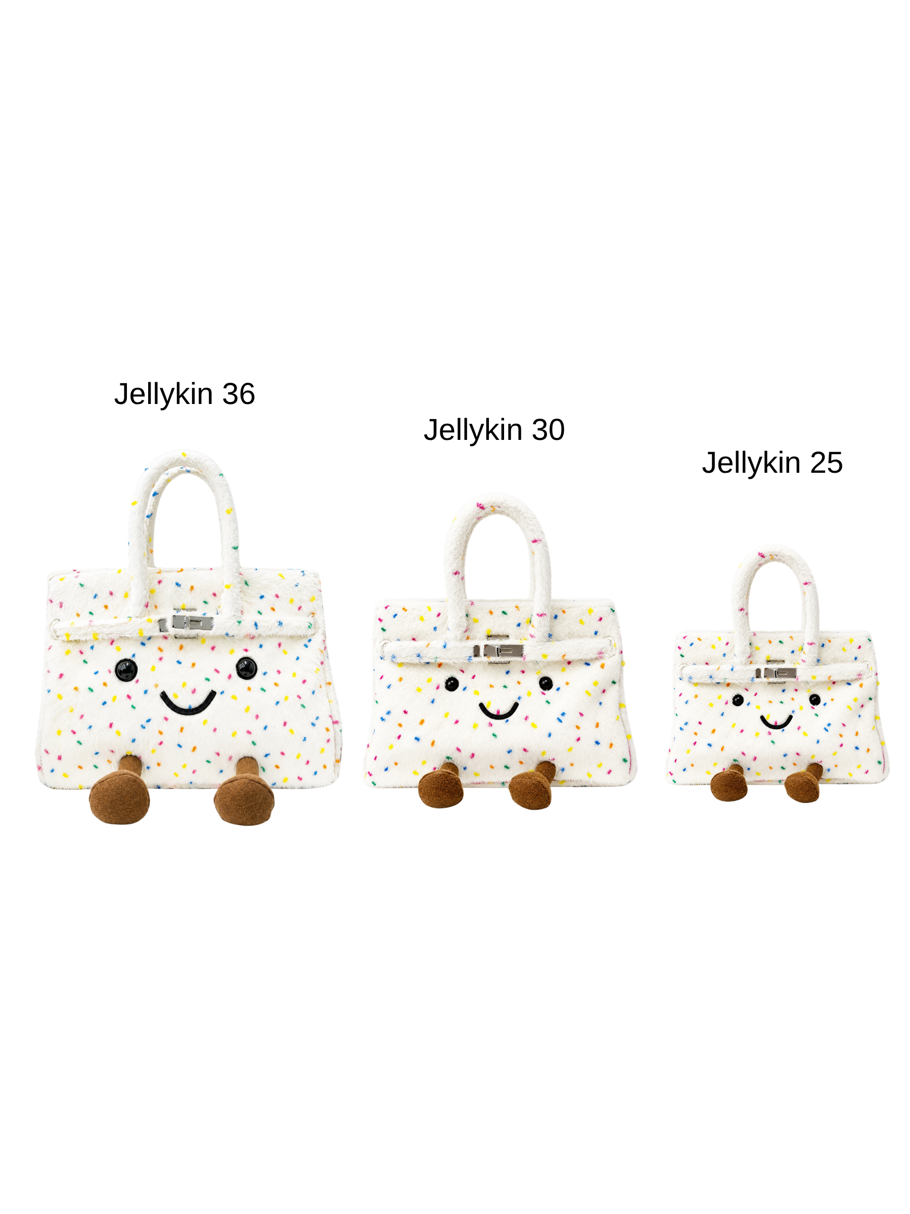 Jellykin 36 White Faux Fur Leather Bag - Size Comparison