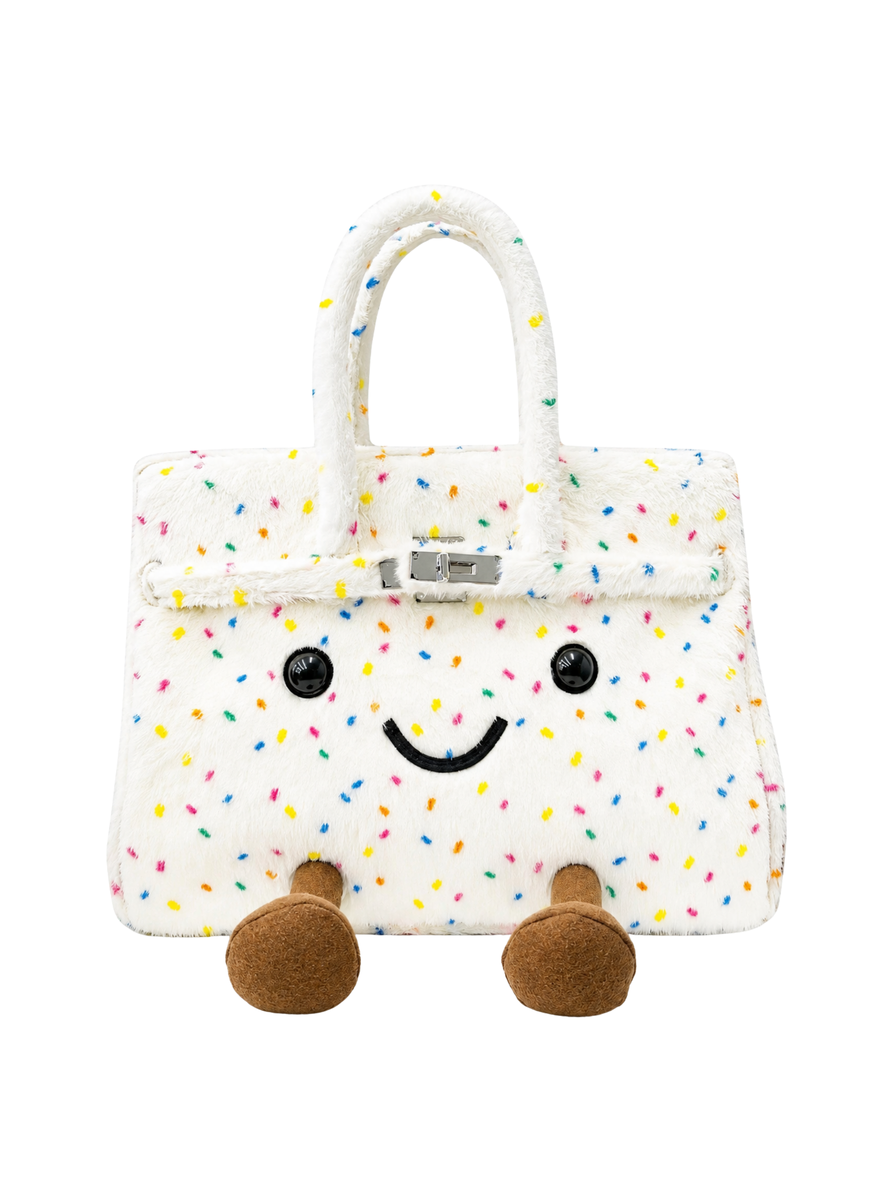 Jellykin 36 White Faux Fur Leather Bag - Front