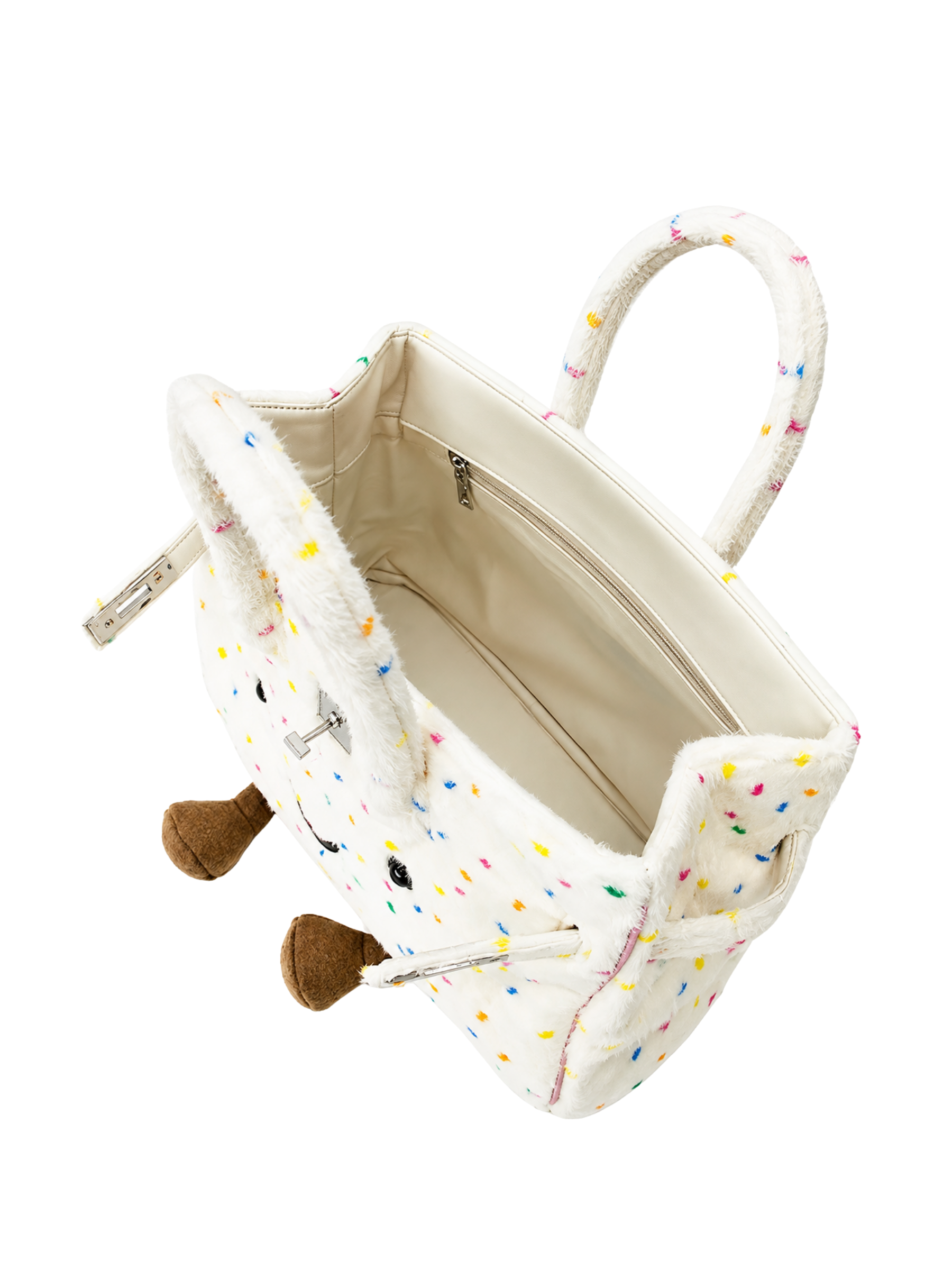 Jellykin 36 White Faux Fur Leather Bag - Interior