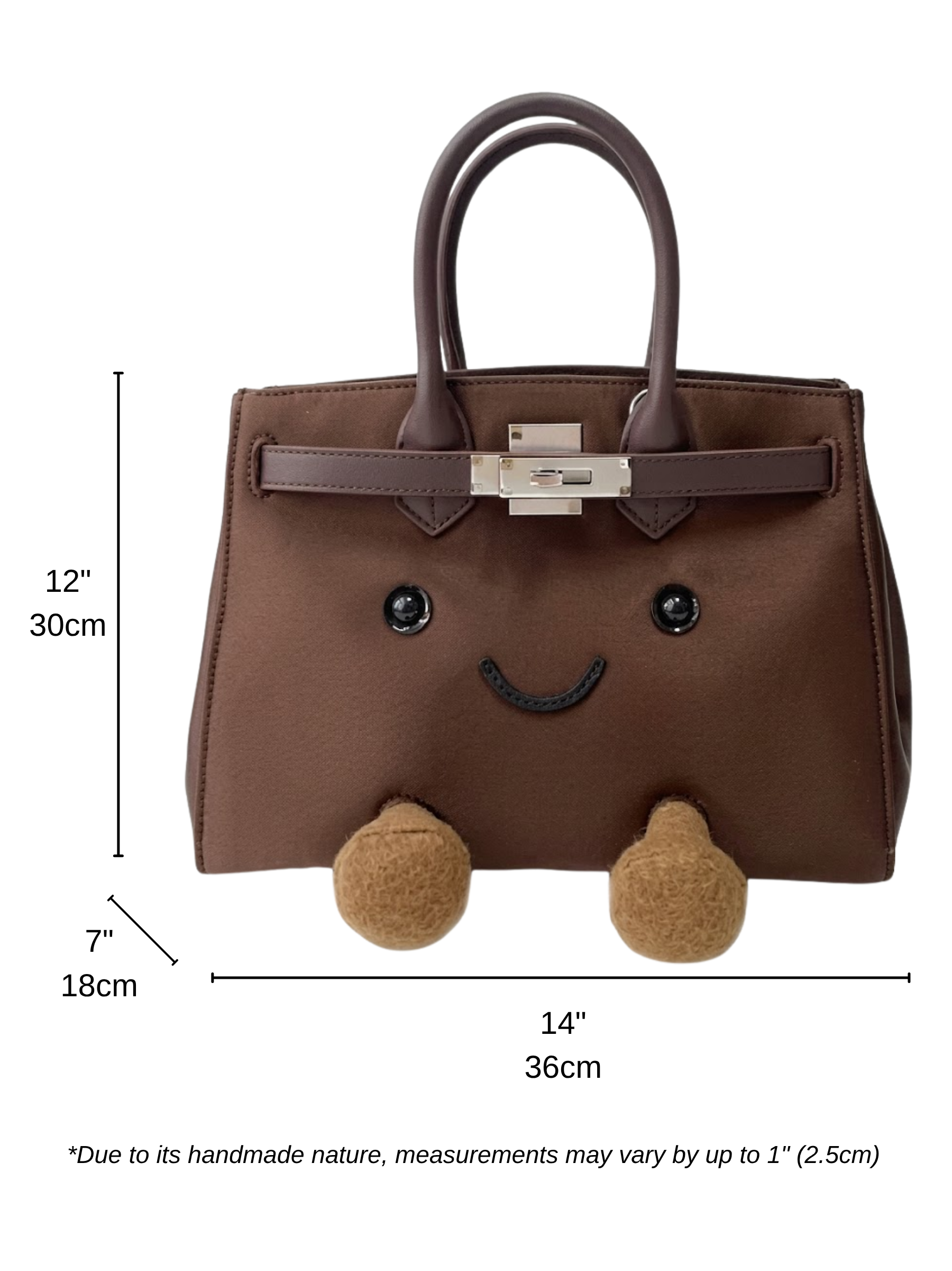 Jellykin 36 Brown Silk Leather Bag - Size Chart