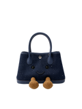 Jellykin 23 Denim Calf Leather-Trim Carryall Tote Bag in Blueberry, front view
