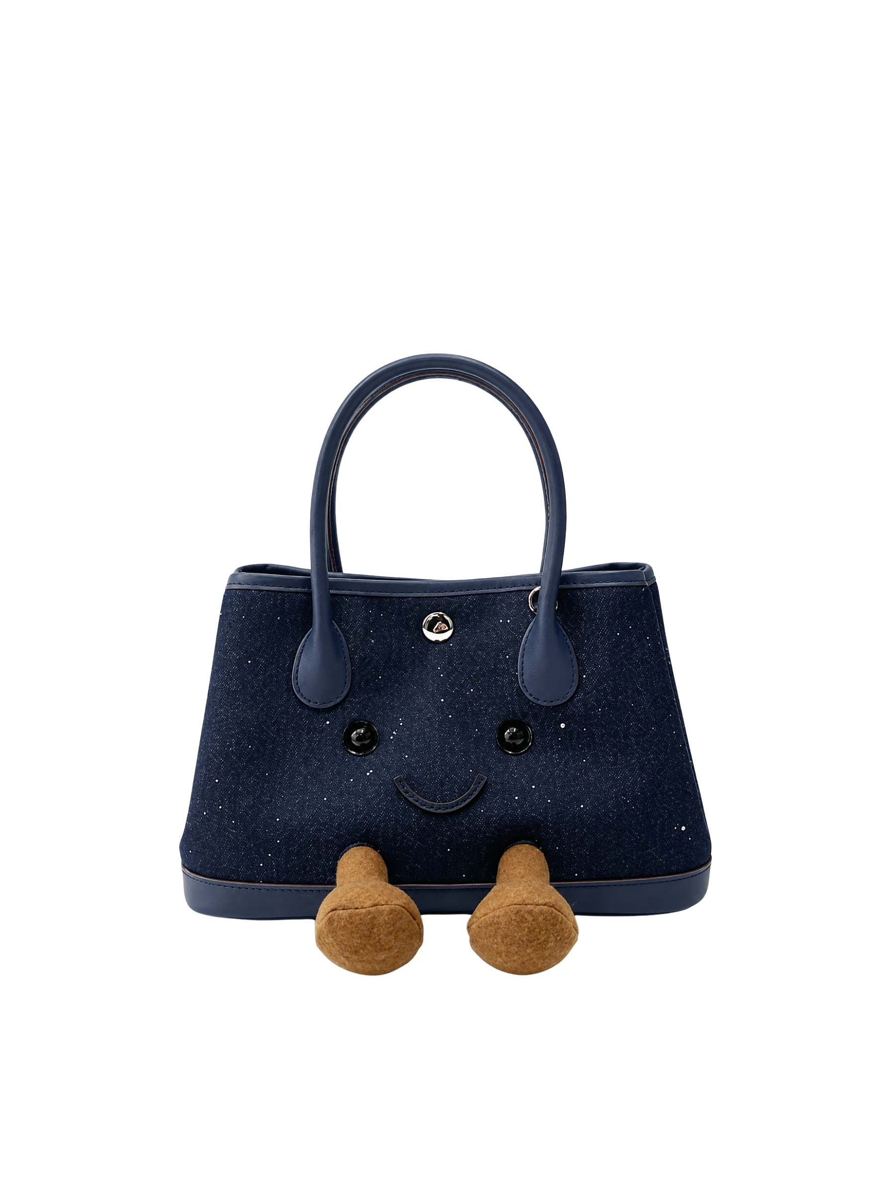 Jellykin 23 Denim Calf Leather-Trim Carryall Tote Bag in Blueberry, front view