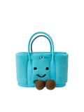 Jellykin 23 Faux Fur Calf Leather-Trim Carryall Tote Bag in Blue Slush, front view
