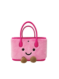 Jellykin 23 Faux Fur Calf Leather-Trim Carryall Tote Bag in Bubblegum, front view