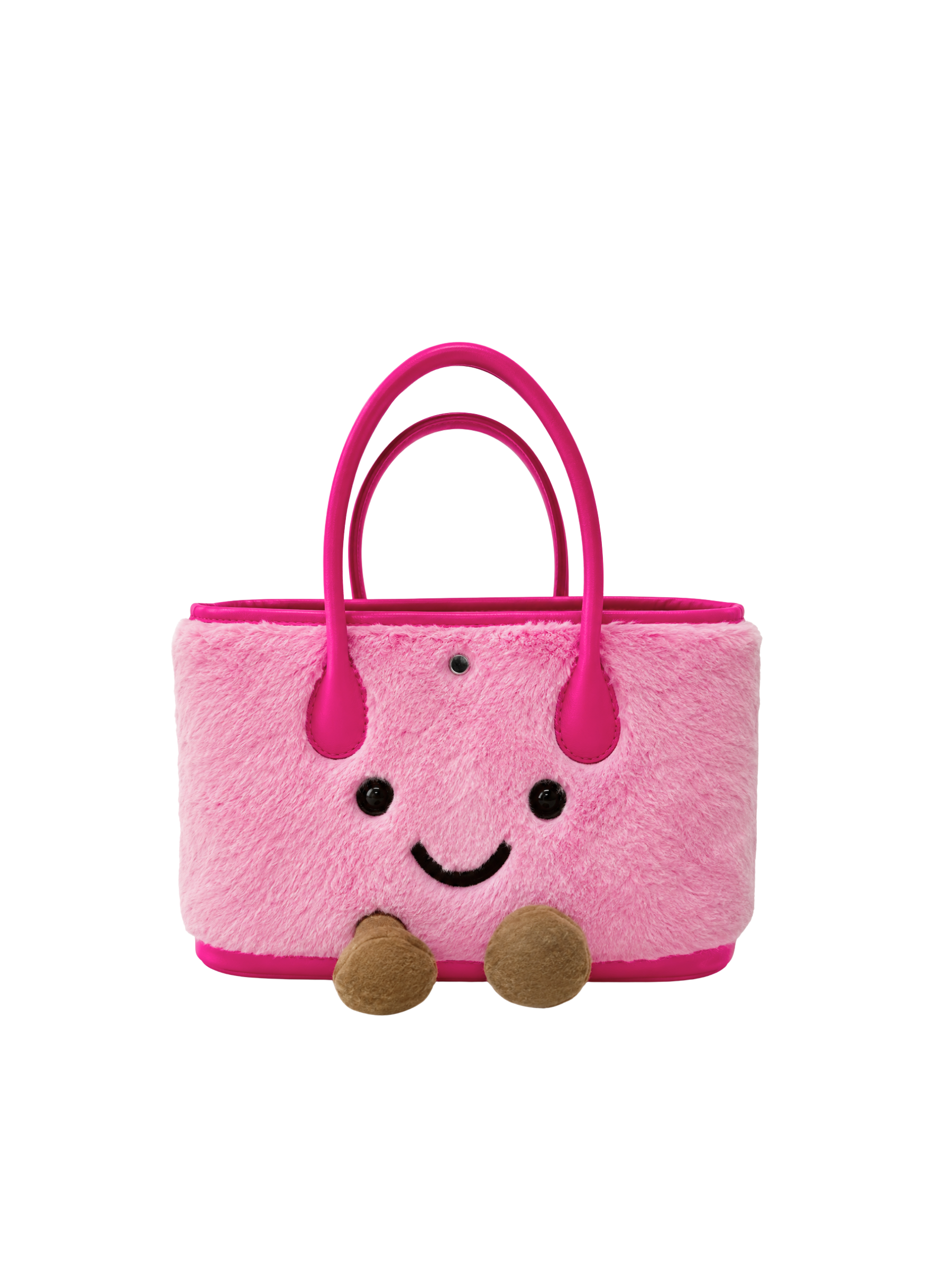 Jellykin 23 Faux Fur Calf Leather-Trim Carryall Tote Bag in Bubblegum, front view