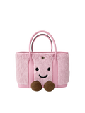 Jellykin 23 Faux Fur Calf Leather-Trim Carryall Tote Bag in Candy, front view