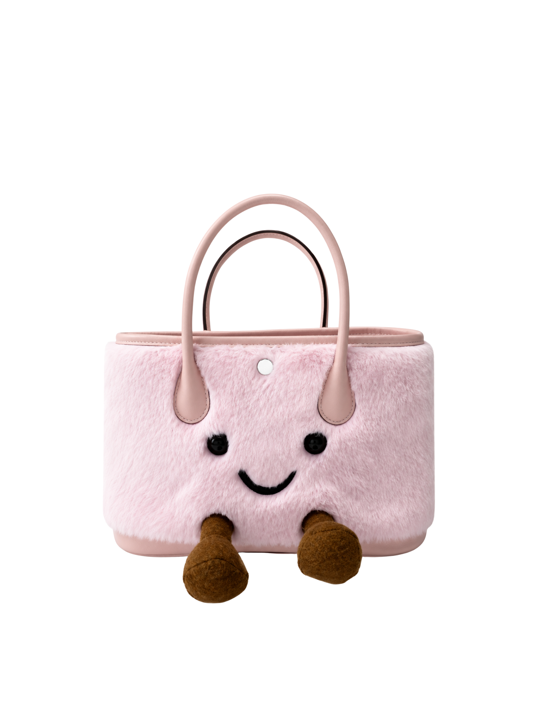 Jellykin 23 Faux Fur Calf Leather-Trim Carryall Tote Bag in Candy, front view