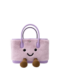 Jellykin 23 Faux Fur Calf Leather-Trim Carryall Tote Bag in Ube, front view