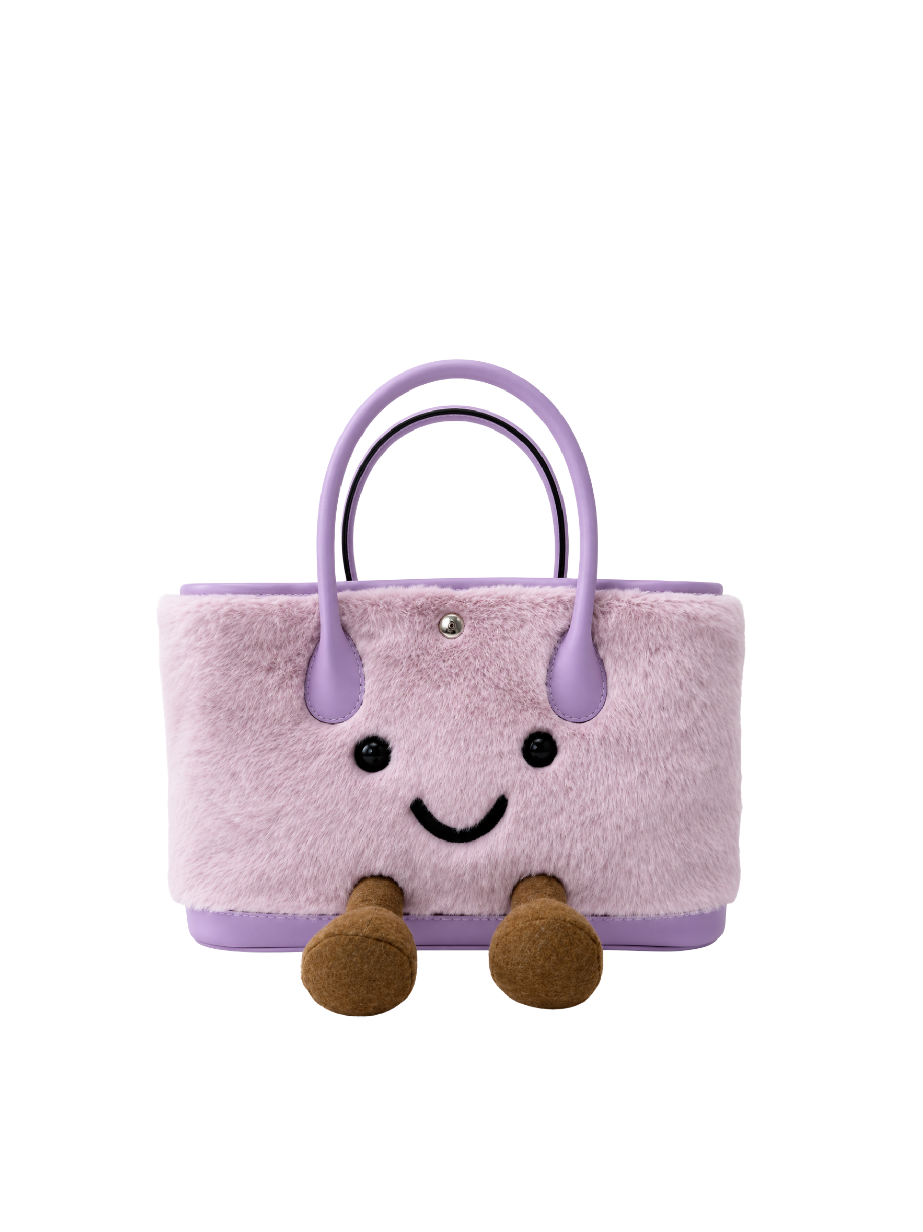 Jellykin 23 Faux Fur Calf Leather-Trim Carryall Tote Bag in Ube, front view
