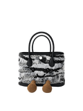 Jellykin 23 Lace Calf Leather-Trim Carryall Tote Bag in Oreo, front view