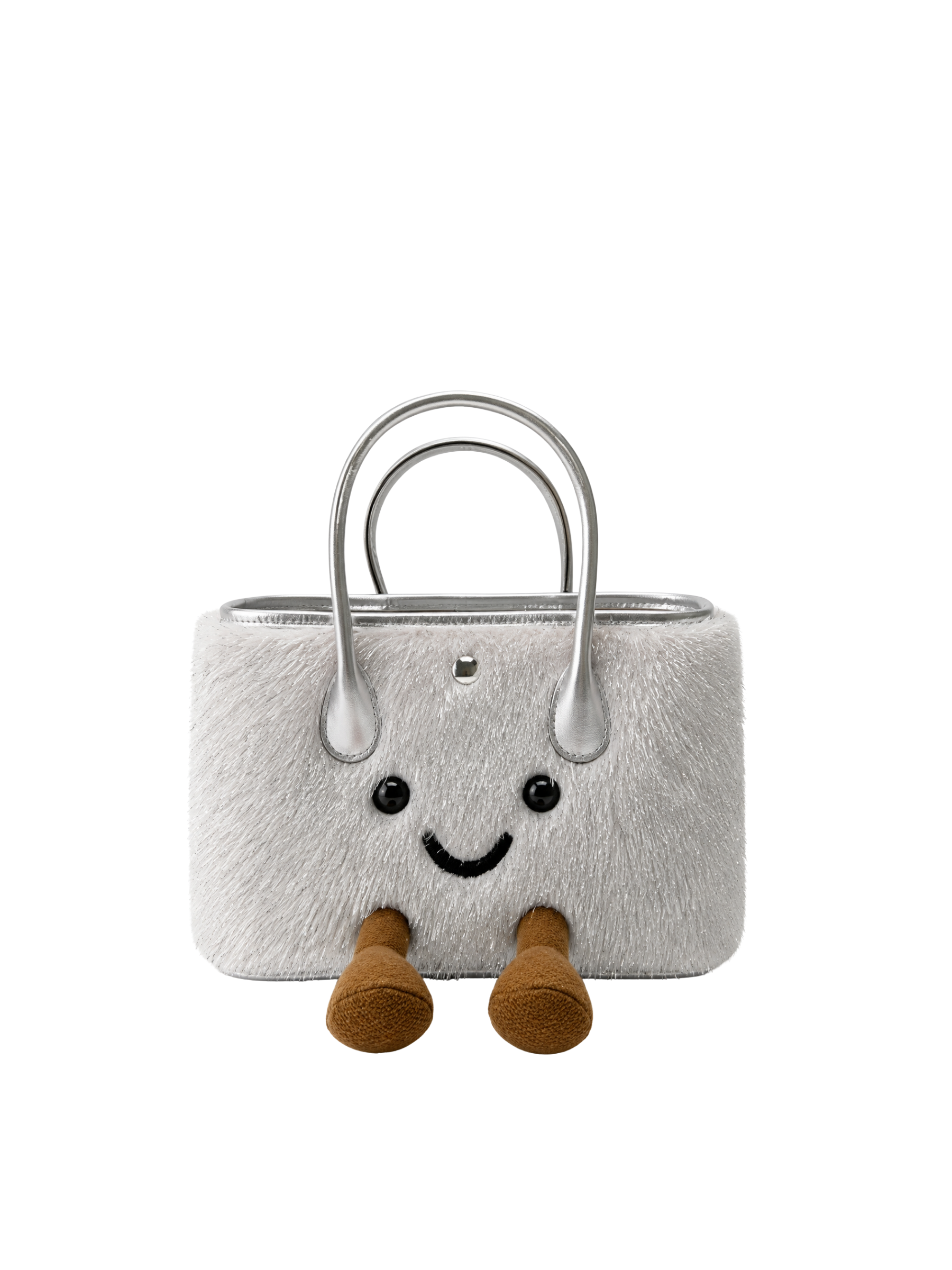 Jellykin 23 Metallic Tinsel Carryall Tote Bag in Silver, front view