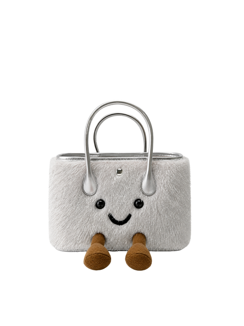 Jellykin 23 Metallic Tinsel Carryall Tote Bag in Silver, front view