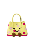 Jellykin 23 Polka Dot Calf Leather Carryall Tote Bag in Butter, front view