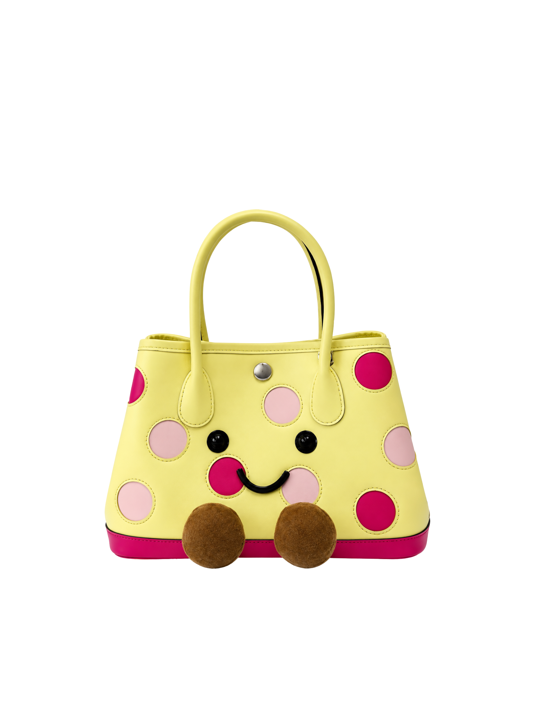 Jellykin 23 Polka Dot Calf Leather Carryall Tote Bag in Butter, front view