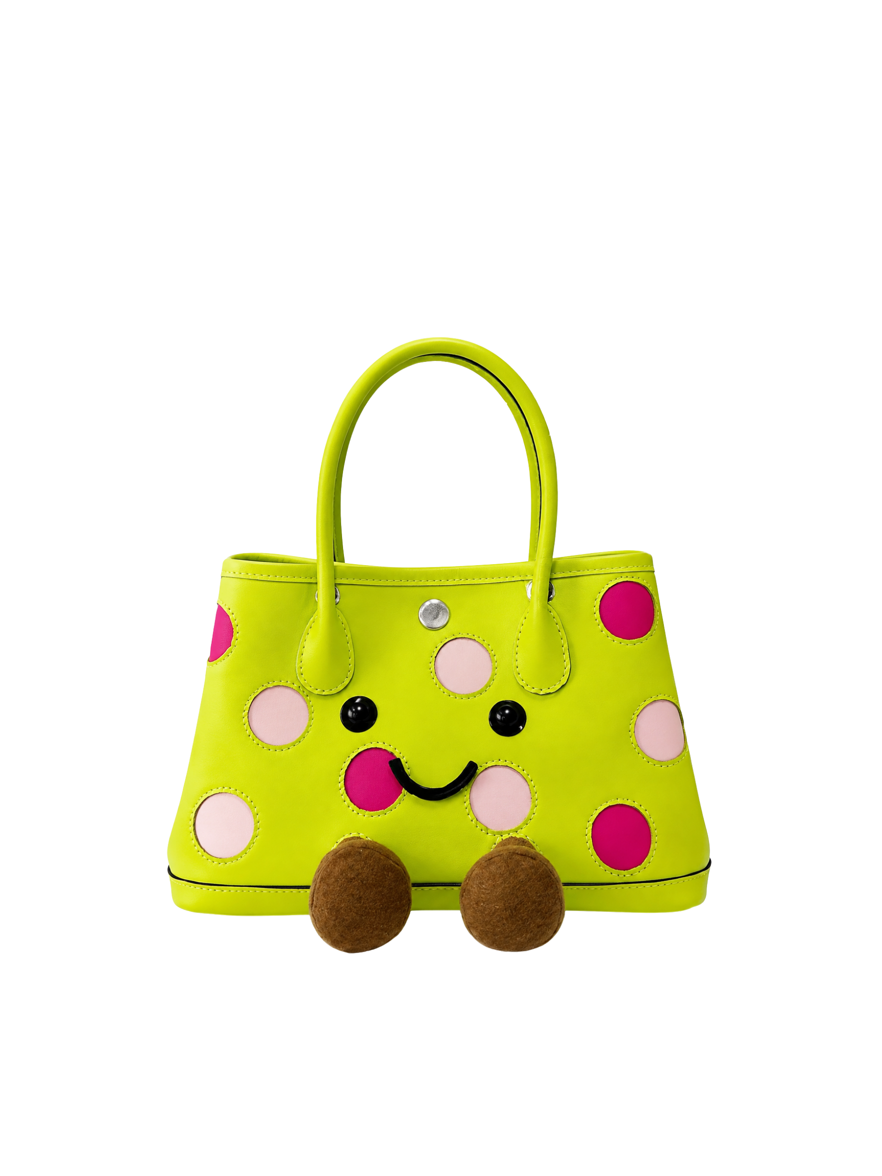 Jellykin 23 Polka Dot Calf Leather Carryall Tote Bag in Matcha, front view