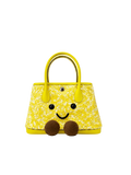 Jellykin 23 Sequin Calf Leather-Trim Carryall Tote Bag in Lemon, front view