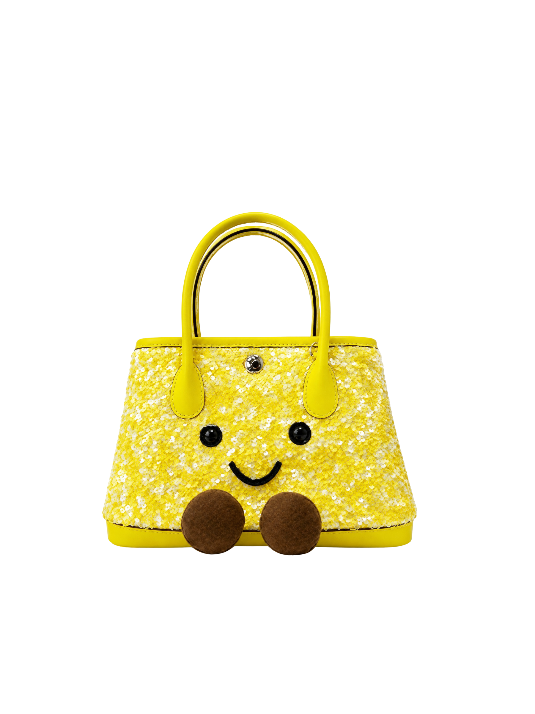 Jellykin 23 Sequin Calf Leather-Trim Carryall Tote Bag in Lemon, front view