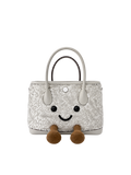 Jellykin 23 Sequin Calf Leather-Trim Carryall Tote Bag in Mochi, front view