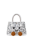 Jellykin 23 Sequin Calf Leather-Trim Carryall Tote Bag in Silver, front view