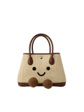 Jellykin 23 Woven Raffia Calf Leather-Trim Carryall Tote Bag in Tahini, front view