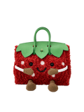 Jellykin 25 Faux Fur Calf Leather-Trim Bag in Strawberry front view