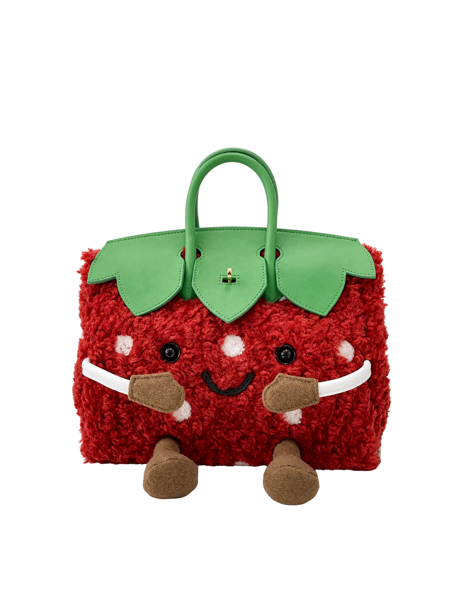 Jellykin 25 Faux Fur Calf Leather-Trim Bag in Strawberry front view
