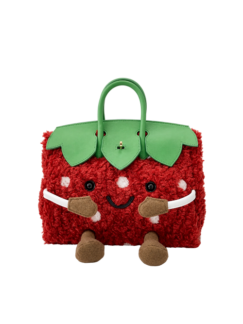 Jellykin 25 Faux Fur Calf Leather-Trim Bag in Strawberry front view