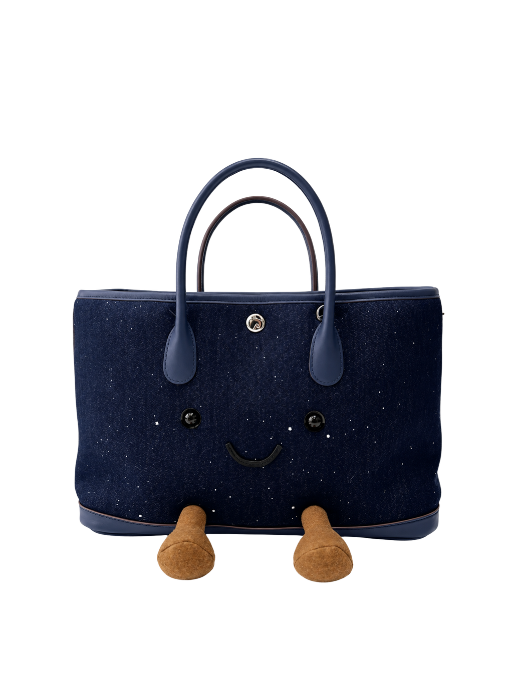 Jellykin Denim Leather Trim Tote Bag