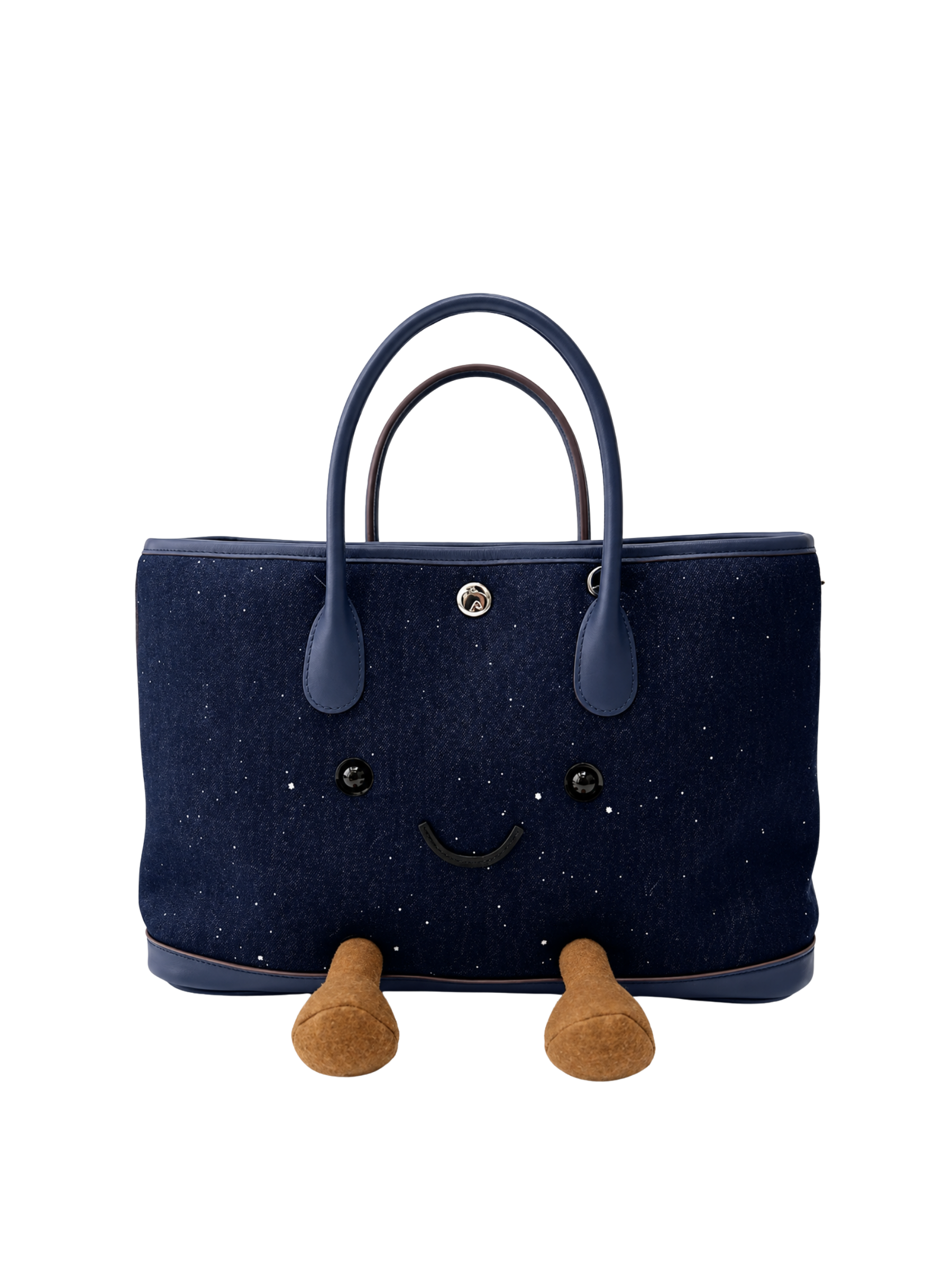 Jellykin Denim Leather Trim Tote Bag
