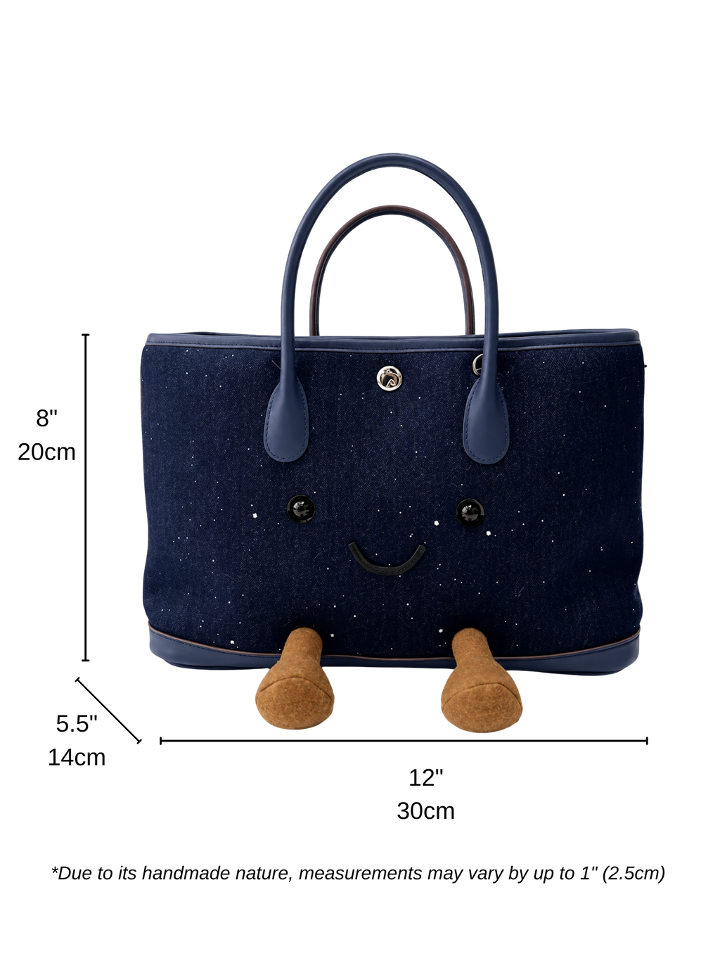 Jellykin Denim Leather Trim Tote Bag
